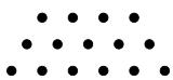 A dot-trapezium with 3 rows, the top row has 4 dots, the next has 5, and the bottom has 6 dots.