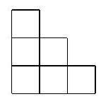 A diagram of an L-shaped polyomino called a 'staircase', composed of six unit squares arranged in a step-like pattern.