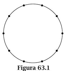A circle with ten evenly spaced points marked around its circumference, illustrating the problem setup.