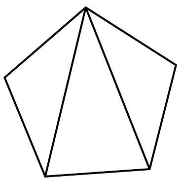 A regular pentagon divided into three triangles by drawing lines from one vertex to the others.