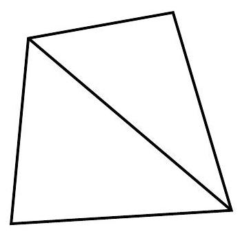 A quadrilateral divided into two triangles by a diagonal.