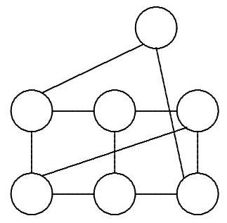 A network diagram with seven circles representing stations, connected by lines to show possible telephone connections.