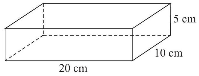 A rectangular block with dimensions labeled as 10 cm, 20 cm, and 5 cm.