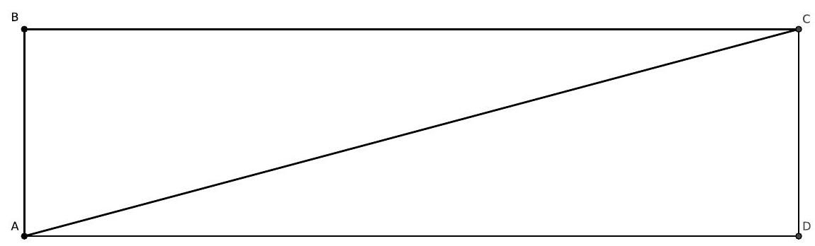 A rectangle ABCD with diagonal AC drawn from A to C.