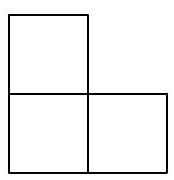 Three equal squares of side n arranged in an L-shape, with two squares side by side and the third placed above the rightmost square.