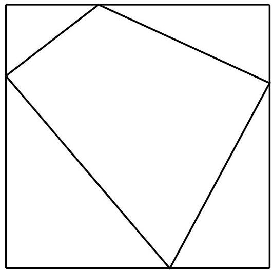 A square with a quadrilateral drawn inside, connecting points on each side of the square.
