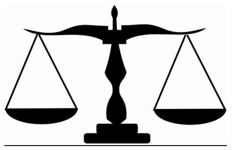 A silhouette of a two-pan balance scale with one side lower than the other, representing an unbalanced weighing.