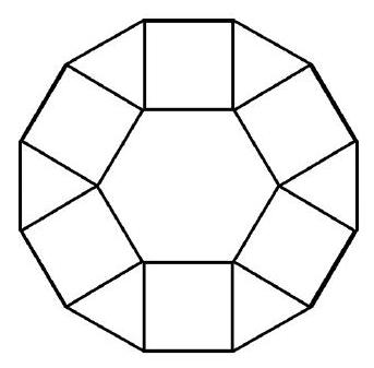 A regular dodecagon divided into six equilateral triangles, six squares, and a central regular hexagon, all sharing the same side length.
