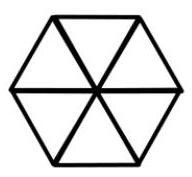 A regular hexagon divided into six equilateral triangles.