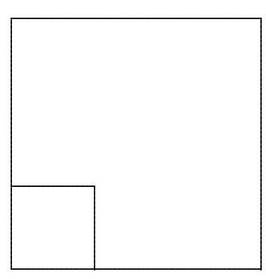 A large square with a smaller square drawn inside it, sharing one corner, representing two squares of different sizes.