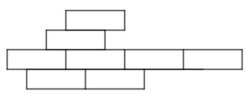 A figure composed of six identical rectangles arranged in two rows, with some rectangles offset to form a stepped pattern.