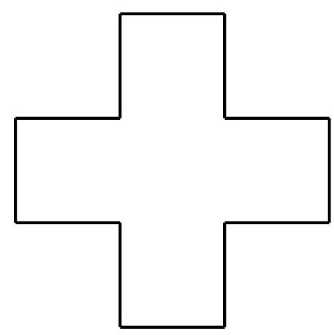 A cross-shaped figure composed of five connected unit squares, forming a plus sign.