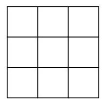 A 3 by 3 grid of unit squares, representing another board for the game.