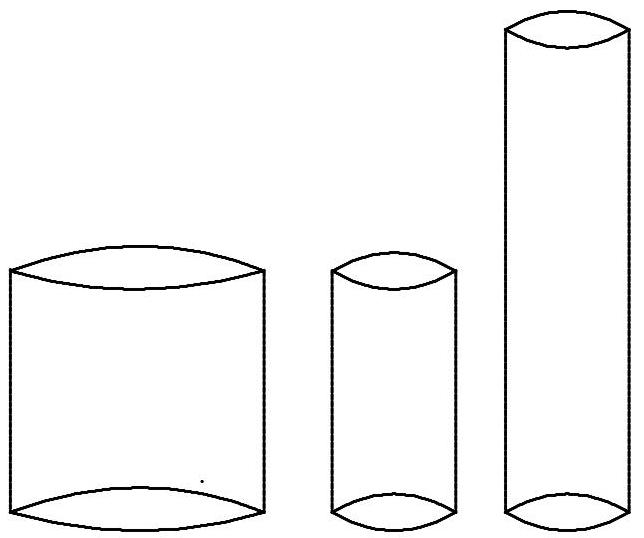 Three cylinders of different heights and radii are shown side by side, representing the three cylinders described in the problem.