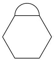 A regular hexagon with a semicircle attached to one of its edges, where the semicircle's diameter matches the hexagon's side length.