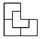 A large L-shaped figure composed of three smaller congruent squares joined together, subdivided into four smaller L-shaped figures.