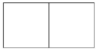 A rectangle divided into two unit squares by a vertical line segment in the center, forming a figure with seven edges.