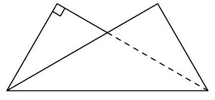A rectangle with a diagonal fold, forming a non-convex pentagon; one right angle is marked.