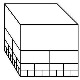 A diagram of a stack of blocks with four layers, each lower layer having more blocks than the one above, illustrating the structure described in the problem.