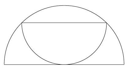 A large semicircle with a smaller semicircle inscribed inside it, tangent to the diameter and the arc of the larger semicircle.