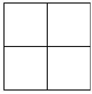 A square divided into four smaller congruent rectangles by one vertical and one horizontal line intersecting at the center.